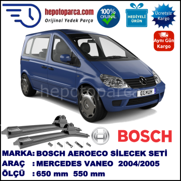 MERCEDES-BENZ Vaneo [414] 02.2004-08.2005, 650 / 550 mm. BOSCH AEROECO Aparatlı Muz Silecek