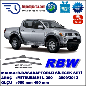MITSUBISHI L 200 [KA, KB] 11.2009-..., 550 / 450 mm.  RBW  ADAPTÖRLÜ MUZ SİLECEK SETİ