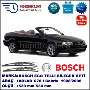 VOLVO C70 I Cabrio  03.98-03.06 530 / 530 mm. BOSCH ECO Telli Silecek 2'li Takım