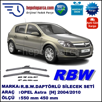 OPEL Astra [H] 03.2004-03.2010, 550 / 450 mm.  RBW  ADAPTÖRLÜ MUZ SİLECEK SETİ