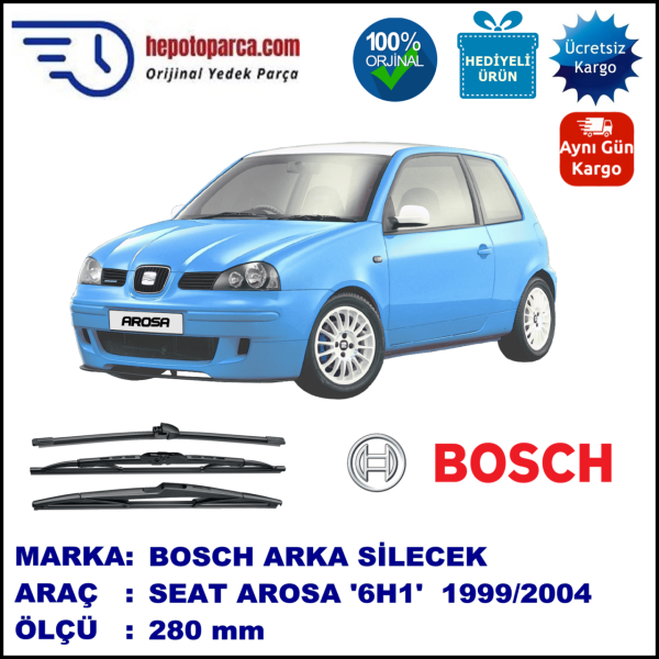 SEAT Arosa [6H1] 280 mm 03.1999-06.2004 BOSCH Arka Silecek