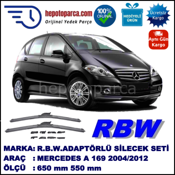 MERCEDES-BENZ Serie A [169] 09.2004-06.2012, 650 / 550 mm.  RBW  ADAPTÖRLÜ MUZ SİLECEK SETİ