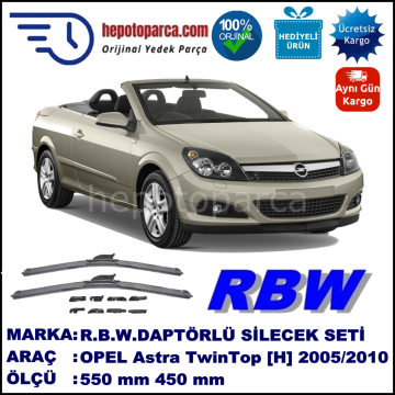 OPEL Astra TwinTop [H] 09.2005-10.2010, 550 / 450 mm.  RBW  ADAPTÖRLÜ MUZ SİLECEK SETİ