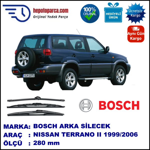 NISSAN Terrano II [R20] 280 mm 11.1999-... BOSCH Arka Silecek