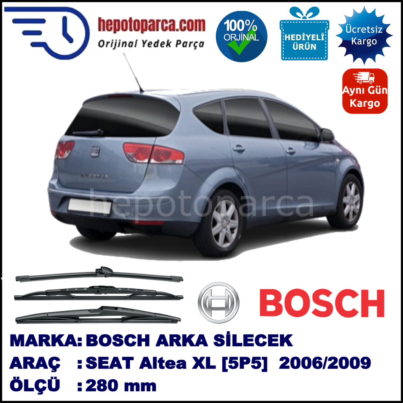 SEAT Altea XL [5P5] 280 mm 05.2006-... BOSCH Arka Silecek