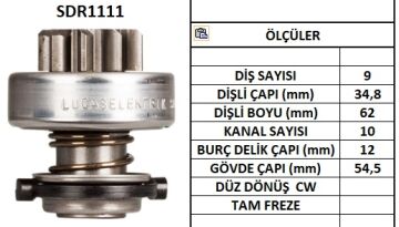 LUCAS.151. SDR1111 MARŞ DİŞLİSİ 9DİŞ LOMBARDİNİ 672 673 İVECO DAILY