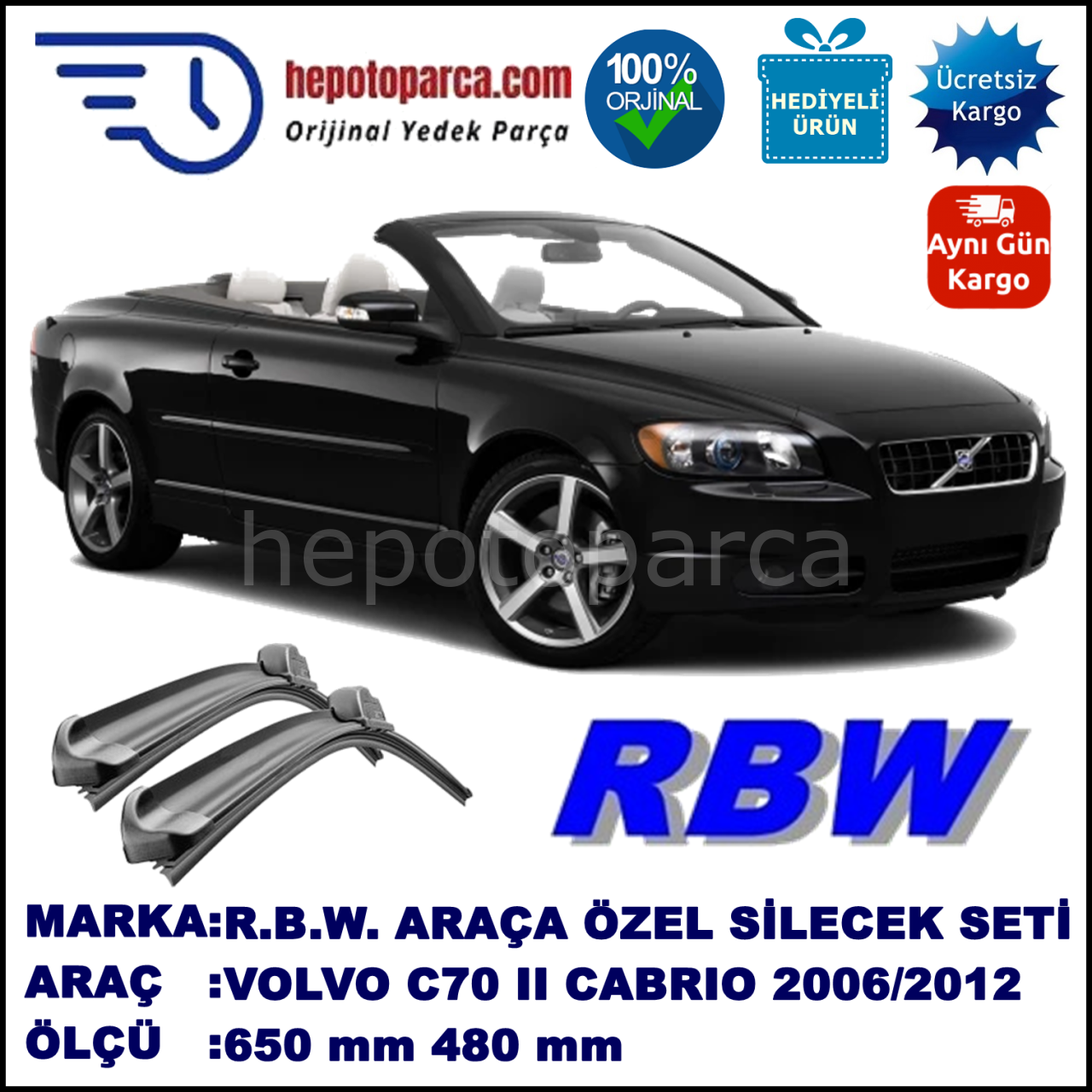 VOLVO C70 2 CABRIO MUZ SİLECEK TAKIMI RBW ARACA ÖZEL (2006→)