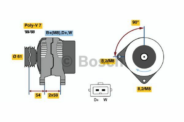 AlternatörVW (VOLKSWAGEN); AUDI; FORD; MERCEDES-BE Sharan; Transporter T4; A6; Galaxy [VX]; A6 Avant; Sharan 4Motion; V-Klasse; Sharan Syncro; Alhambra; Transporter (USA) VWW 07M903015; VWW 02890