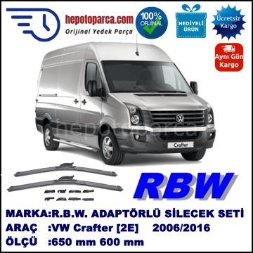 VW Crafter [2E] 04.2006-..., 650 / 600 mm.  RBW  ADAPTÖRLÜ MUZ SİLECEK SETİ