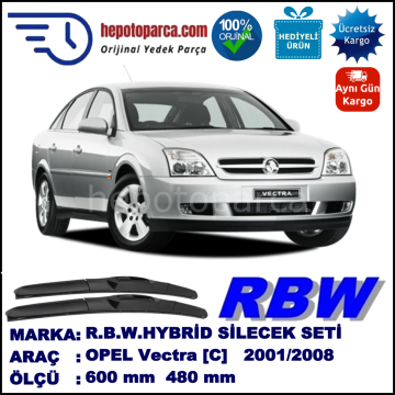 OPEL Vectra [C] 09.01-10.08 600 / 480 mm. RBW Hybrid Silecek Seti. U Kanca Uyumlu Hibrit