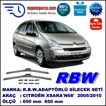 CITROEN Xsara Picasso [N68] 10.2005-04.2010, 650 / 650 mm.  RBW  ADAPTÖRLÜ MUZ SİLECEK SETİ