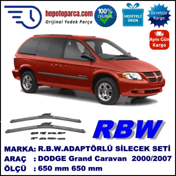 DODGE Caravan [RS] 09.2000-08.2007, 650 / 650 mm.  RBW  ADAPTÖRLÜ MUZ SİLECEK SETİ