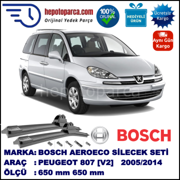 PEUGEOT 807 [V2] 08.2005-..., 650 / 650 mm. BOSCH AEROECO Aparatlı Muz Silecek