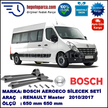 RENAULT Master  02.2010-..., 650 / 650 mm. BOSCH AEROECO Aparatlı Muz Silecek