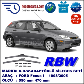 FORD Focus I  [99] 08.1998-05.2005, 550 / 470 mm.  RBW  ADAPTÖRLÜ MUZ SİLECEK SETİ