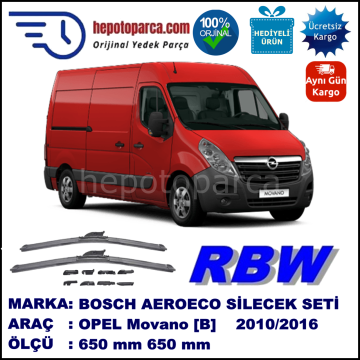 OPEL Movano [B] 04.2010-..., 650 / 650 mm.  RBW  ADAPTÖRLÜ MUZ SİLECEK SETİ