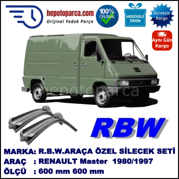 RENAULT Master  09.80-09.97 600 / 600 mm. RBW Muz Silecek Seti  2'li Takım. U Kanca Uyumludur.