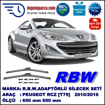 PEUGEOT RCZ [T75]  01.2010-..., 650 / 650 mm.  RBW  ADAPTÖRLÜ MUZ SİLECEK SETİ