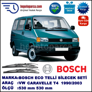 VW Caravelle T4 [70, 7D] 09.90-06.03 530 / 530 mm. BOSCH ECO Telli Silecek 2'li Takım
