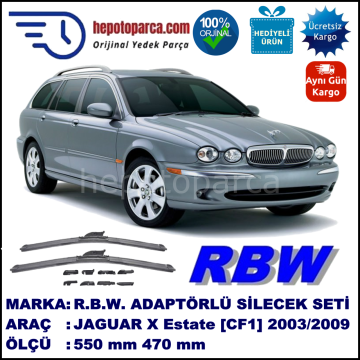 JAGUAR X-Type Estate [CF1] 03.2003-12.2009, 550 / 470 mm.  RBW  ADAPTÖRLÜ MUZ SİLECEK SETİ