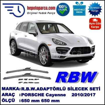 PORSCHE Cayenne [92A] 09.2010-..., 650 / 650 mm.  RBW  ADAPTÖRLÜ MUZ SİLECEK SETİ