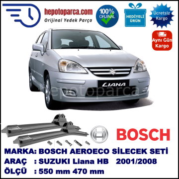 SUZUKI Liana Hatchback  03.2001-04.2008, 550 / 470 mm. BOSCH AEROECO Aparatlı Muz Silecek