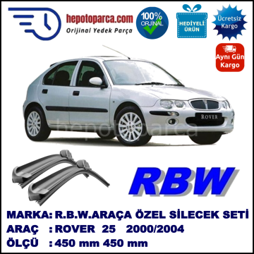 ROVER 25  02.00-09.04 450 / 450 mm. RBW Muz Silecek Seti  2'li Takım. U Kanca Uyumludur.