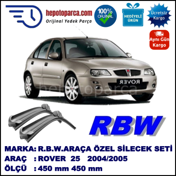 ROVER 25  10.04-05.05 450 / 450 mm. RBW Muz Silecek Seti  2'li Takım. U Kanca Uyumludur.