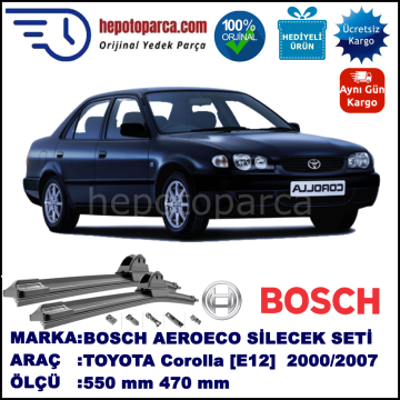 TOYOTA Corolla [E12] 08.2000-12.2007, 550 / 470 mm. BOSCH AEROECO Aparatlı Muz Silecek