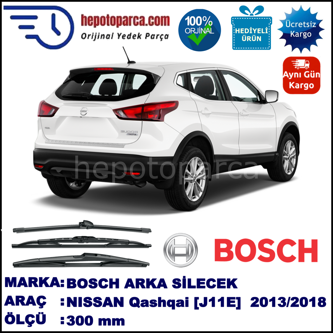 NISSAN Qashqai [J11E] 300 mm 12.2013-... BOSCH Arka Silecek