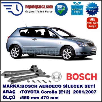 TOYOTA Corolla Hatchback [E12] 11.2001-12.2007, 550 / 470 mm. BOSCH AEROECO Aparatlı Muz Silecek