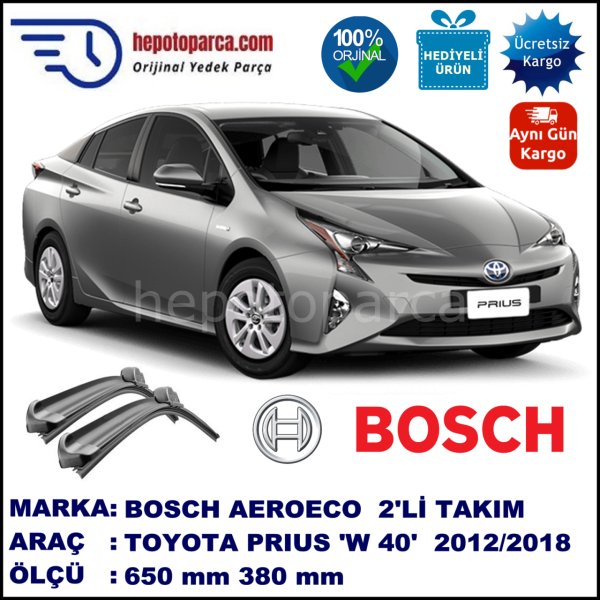 TOYOTA Prius + [W40] 03.2012-..., 650 / 380 mm. BOSCH AEROECO Aparatlı Muz Silecek