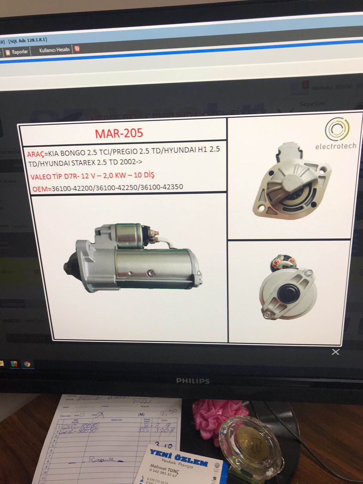 MAR 205 MARŞ MOTORU 12V 2.0KW 10 DİŞ KIA BONGO  2.5 TD HYUNDAI H1 2.5 TD STAREX 2.5 TD 2002 VALEO TİPİ  STR 3096 36100 4220042250 42350