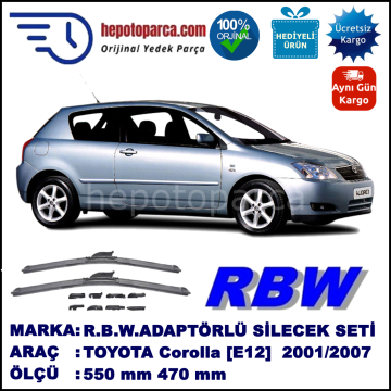 TOYOTA Corolla Hatchback [E12] 11.2001-12.2007, 550 / 470 mm.  RBW  ADAPTÖRLÜ MUZ SİLECEK SETİ