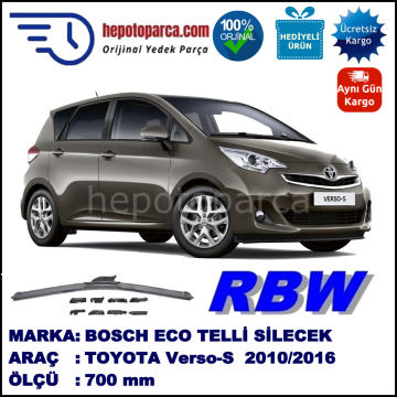 TOYOTA Verso-S   11.2010-..., 700 / - mm.  RBW  ADAPTÖRLÜ MUZ SİLECEK