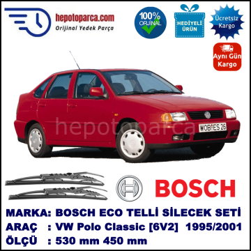 VW Polo Classic [6V2] 11.95-09.01 530 / 450 mm. BOSCH ECO Telli Silecek 2'li Takım