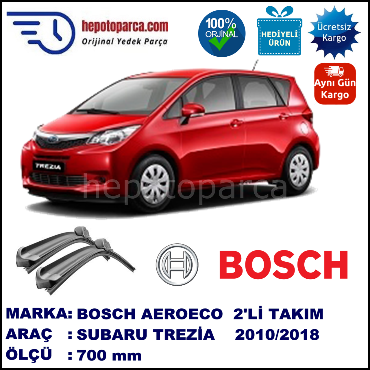 SUBARU Trezia  11.2010-..., 700 / - mm. BOSCH AEROECO Aparatlı Muz Silecek