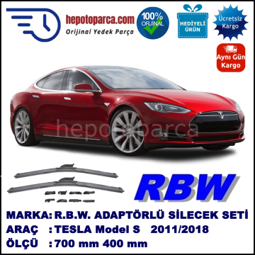 TESLA Model S  08.2011-..., 700 / 400 mm.  RBW  ADAPTÖRLÜ MUZ SİLECEK SETİ