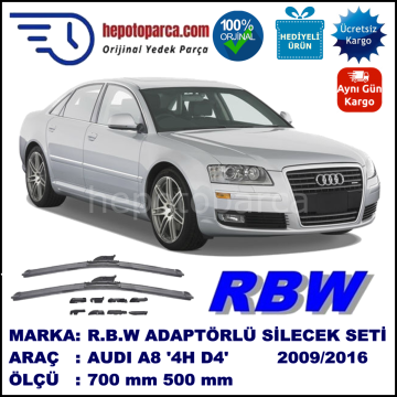 AUDI A8 [4H; D4] 11.2009-..., 700 / 500 mm.  RBW  ADAPTÖRLÜ MUZ SİLECEK SETİ