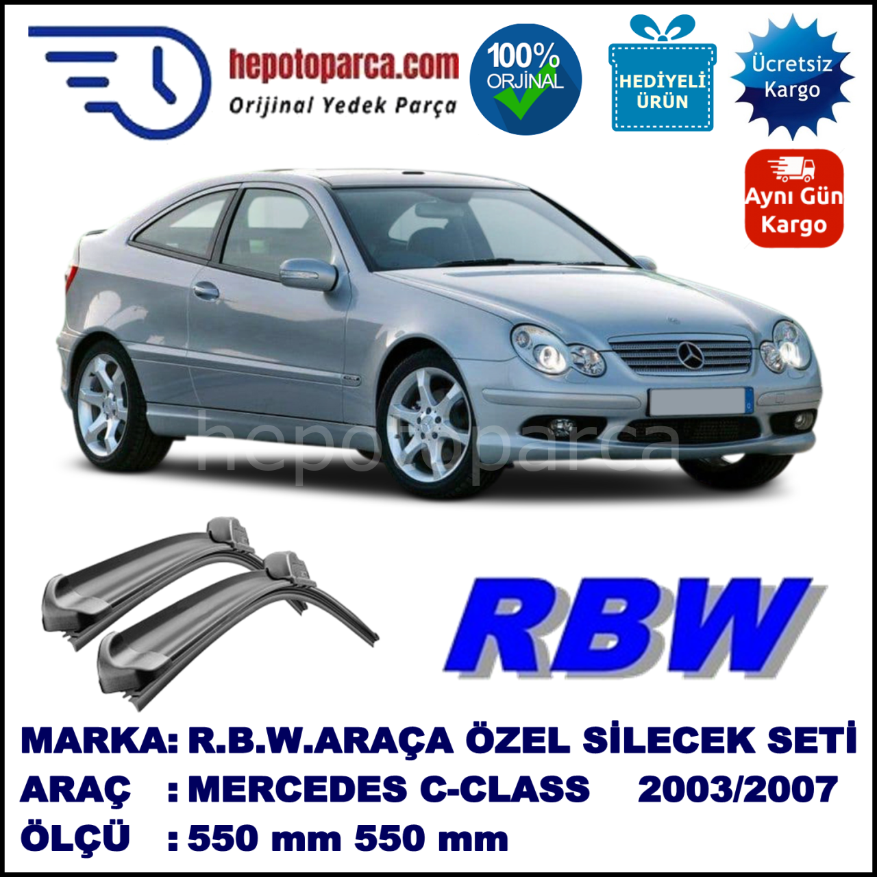 MERCEDES C COUPÉ MUZ SİLECEK TAKIMI RBW ARACA ÖZEL [CL203] (2003-2008)