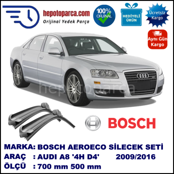 AUDI A8 [4H; D4] 11.2009-..., 700 / 500 mm. BOSCH AEROECO Aparatlı Muz Silecek