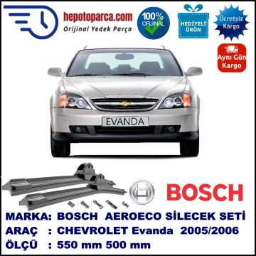 CHEVROLET Evanda [KL1L, V200] 02.2005-09.2006, 550 / 500 mm. BOSCH AEROECO Aparatlı Muz Silecek