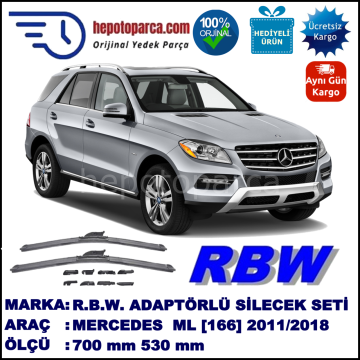 MERCEDES-BENZ Serie ML [166] 06.2011-08.2018, 700 / 530 mm.  RBW  ADAPTÖRLÜ MUZ SİLECEK SETİ