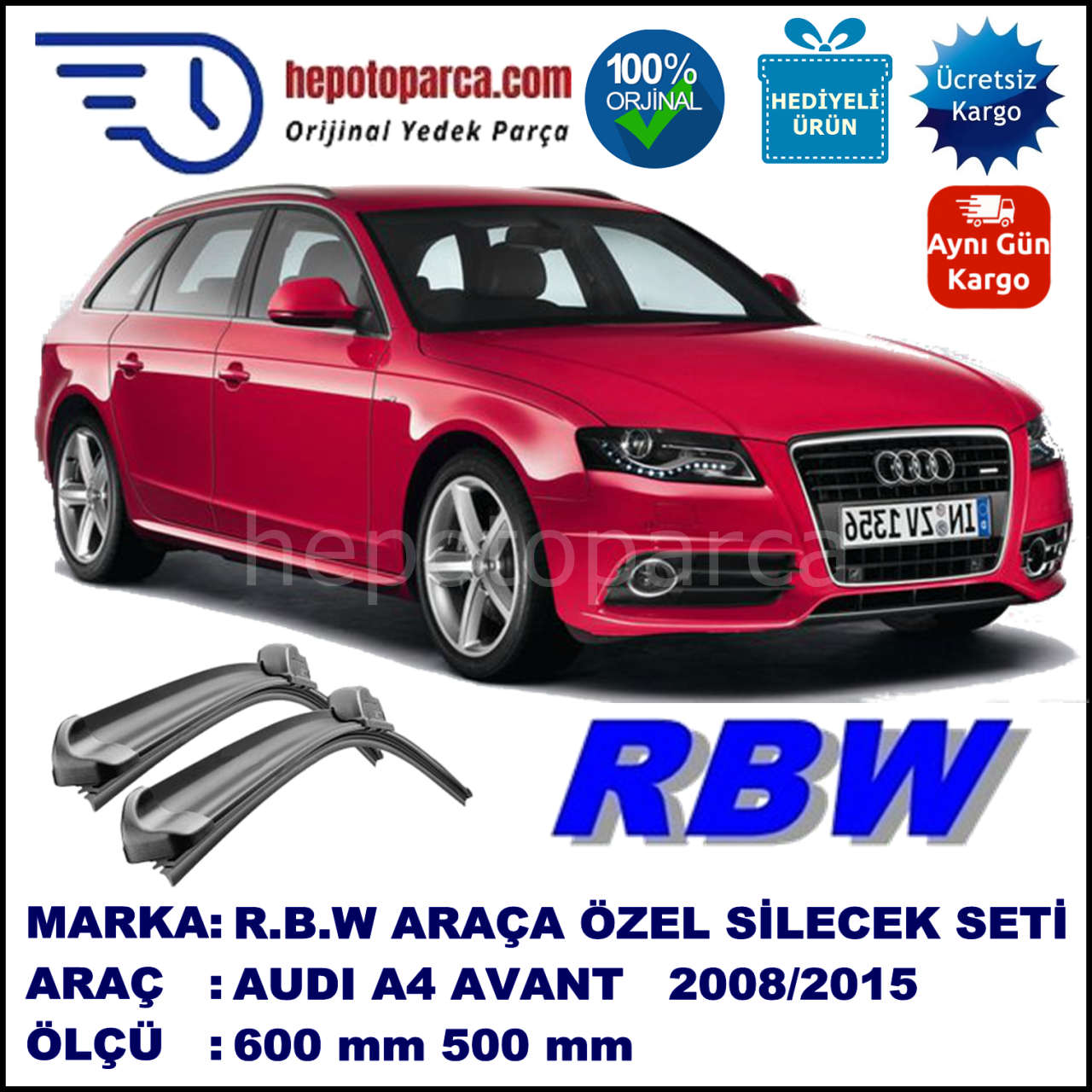 AUDI A4 AVANT/SEDANMUZ SİLECEK TAKIMI RBW ARACA ÖZEL  (2008→)