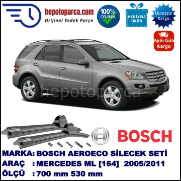 MERCEDES-BENZ Serie ML [164] 03.2005-07.2011, 700 / 530 mm. BOSCH AEROECO Aparatlı Muz Silecek