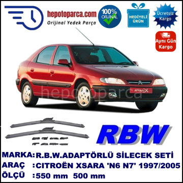 CITROEN Xsara [N6, N7] 07.1997-12.2005, 550 / 500 mm.  RBW  ADAPTÖRLÜ MUZ SİLECEK SETİ