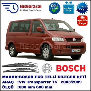 VW Transporter T5 [7H, 7J] 02.03-11.09 600 / 600 mm. BOSCH ECO Telli Silecek 2'li Takım