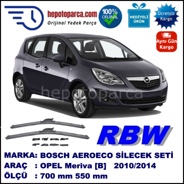 OPEL Meriva [B] 04.2010-..., 700 / 550 mm.  RBW  ADAPTÖRLÜ MUZ SİLECEK SETİ