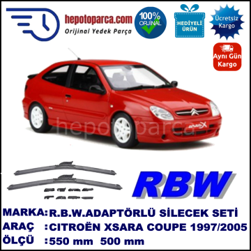 CITROEN Xsara Coupé [N6, N7] 07.1997-12.2005, 550 / 500 mm.  RBW  ADAPTÖRLÜ MUZ SİLECEK SETİ