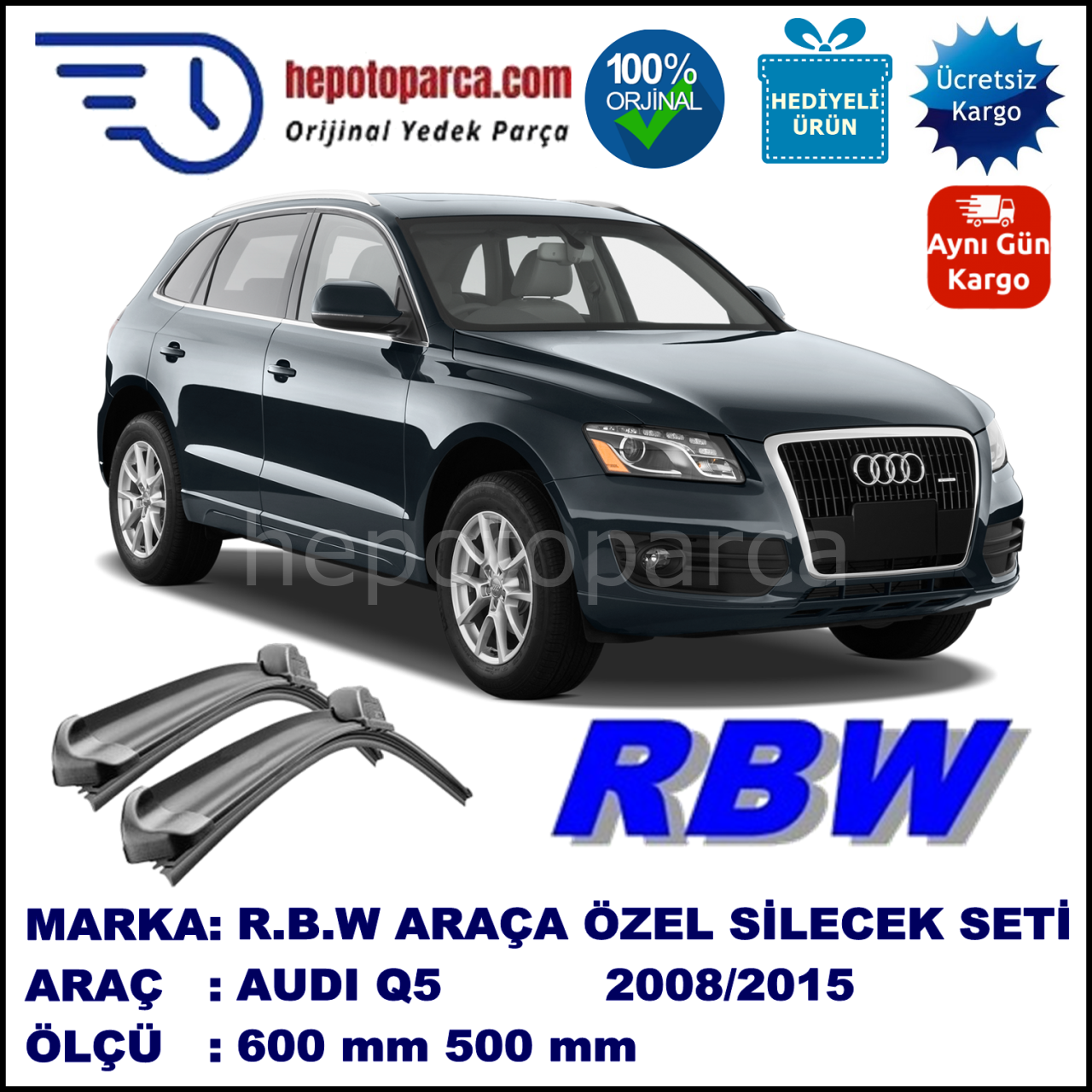 AUDI Q5 MUZ SİLECEK TAKIMI RBW ARACA ÖZEL (2008→)